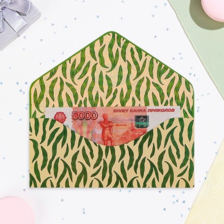 The envelope "On Birthday!" Cutting off, congregation, embossing, green tone-1