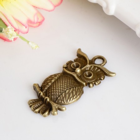 Decor Metal for creativity "Owl on a branch" under the brass (CG1216) 2.2x1.7 cm-1