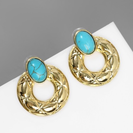 Earrings "turquoise world" sphere, blue color in gold