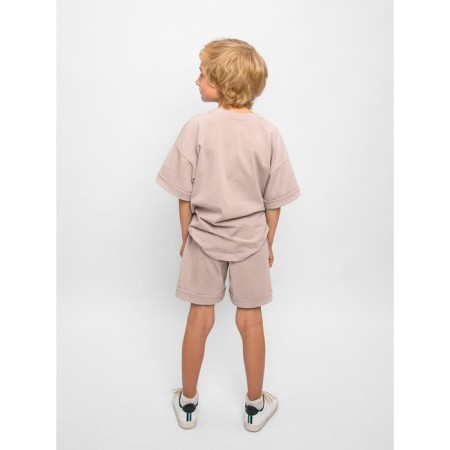 Children's jump (T-shirt, shorts), height 104-110 cm, beige color-4