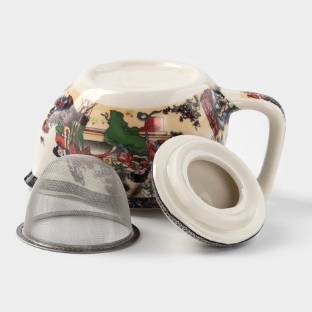Keramic teapot with a metallic sieve "Conversation", 350 ml-2