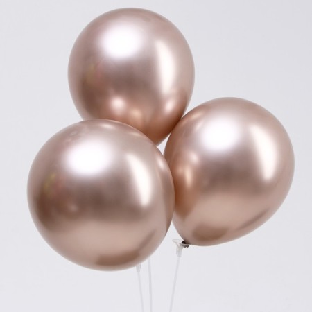 Latex ball 9 ", chrome, set 100 pcs., Metal bronze color