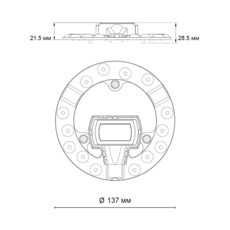 LED module with a driver and a linzed scatter on magnets, 12W, LED, 137x137 mm-1