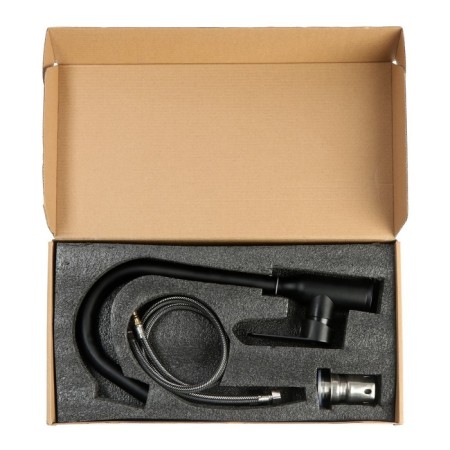 Kitchen mixer Zein Z86, single -leaf, cartridge ceramics 40 mm, stainvated. Steel, black-10