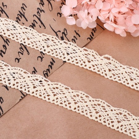 Knitted lace, 20 mm × 10 ± 1 m, beige color-1