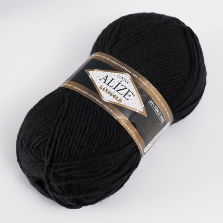 Yarn "Lanagold" 51% acrylic, 49% wool 240m/100g (60 black)-1