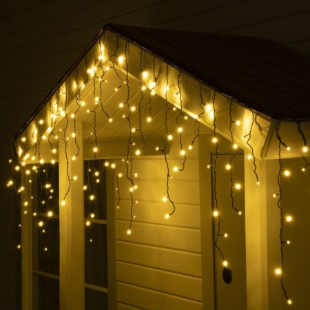 Garland "fringe" 3 × 0.6 m, IP44, UMS, dark thread, 160 LED, glow warm white, 220 V