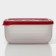 The container is plastic with the lid Flexo, 2.7 l, the color is red