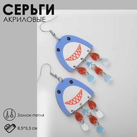 Akril earrings "sharks", colored in silver