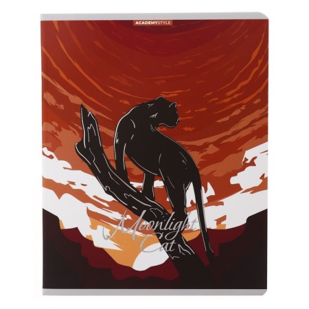 Notebook of 48 sheets in the Lunar Cats cage, covered cardboard, soft-tach lamination, foil embossing, block 60 g/m2, mix-5