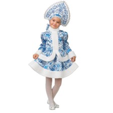 Snegurochka carnival costume, white-blue patterns, size 28, height 110 cm