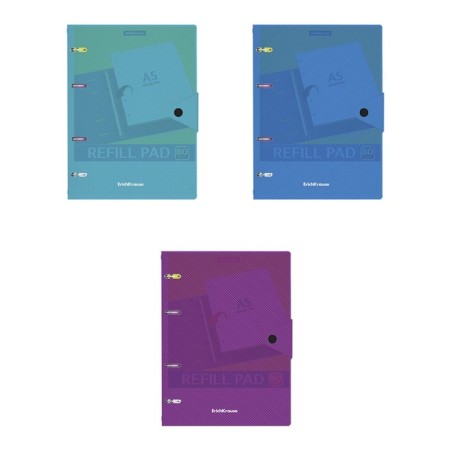 A notebook on the rings A5, 80 sheets in the Erichkrause "Glance Vivid", a plastic cover on a button, an offset unit, a whiteness is 100%, mix-1