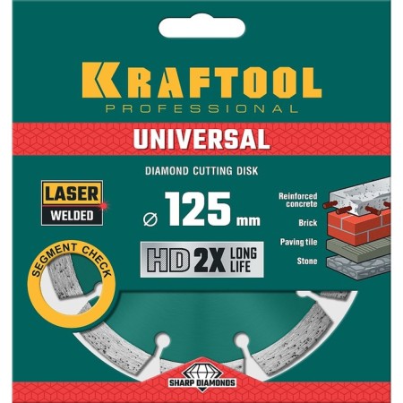 Diamond disk Kraftool 36680-125, 10 x 2.4 mm, d = 22.2 mm, 125 mm-2