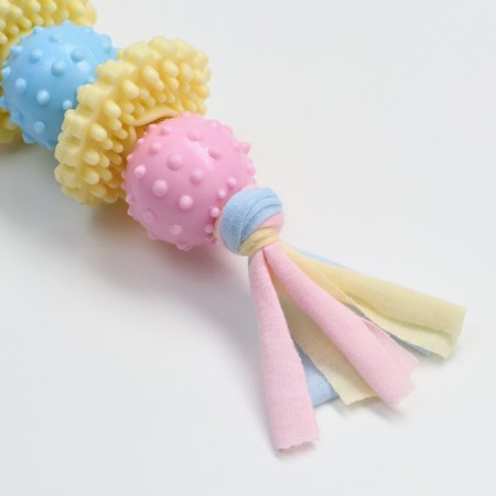 Premium chewing pier toy on a rope, 5 elements, thermoplastic rubber, mix-2