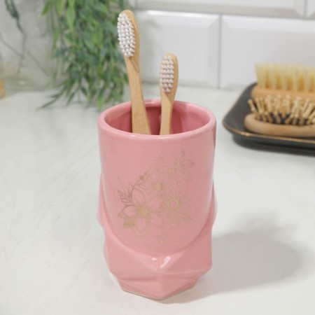 A glass for toothbrushes "Flowers", 11 x 7.5 cm