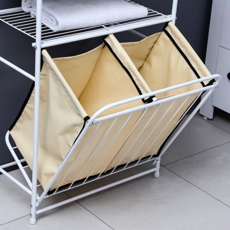 Roster with a double underwear basket and crossbars, 2 tier, white color, 60x35x160 cm-6