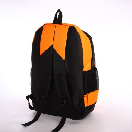 School backpack from textiles on a zipper, 4 pockets, color orange color-3