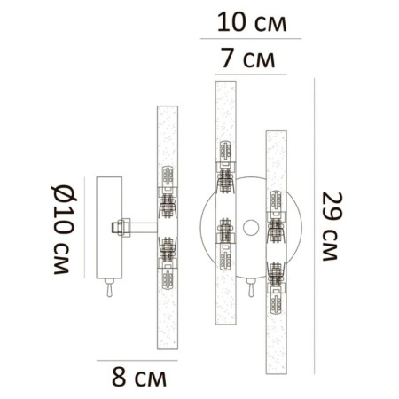 Sconces Arte Lamp Ramona A7410AP-4CC, G4, 4x3 W, 8x10x30 cm, chrome-1