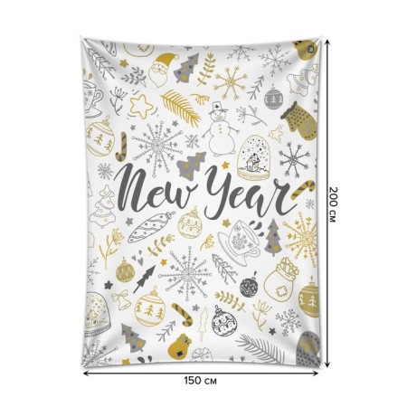 Decorative panel with photo printing "New Year", vertical, size 150x200 cm-1