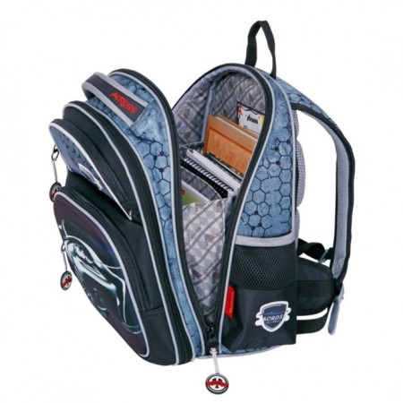 Frame backpack 35 x 28 x 15 cm, Across 178, filling: bag, pencil case, blue ACR22-178-1-5