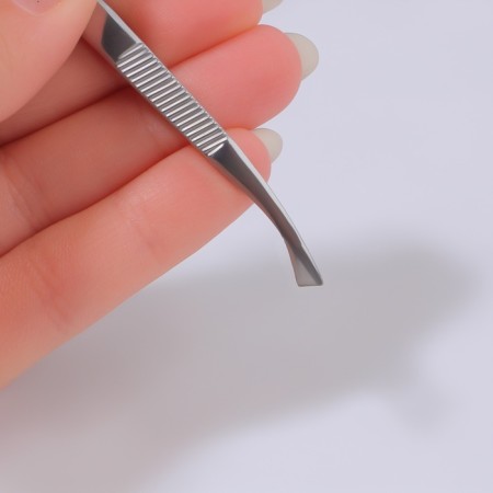 Pinzet begged, wide, 8.5 cm, silver color-5