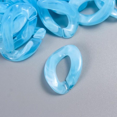Decor for creativity plastic "Ring for the chain" Blue set of 25 pcs 2.3x1.65 cm-1