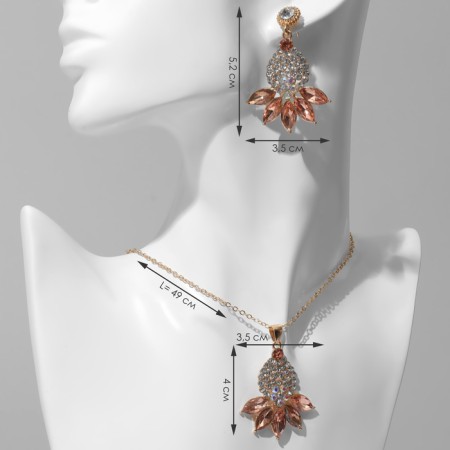 Set 2 objects: earrings, pendant "Lotus", white-first-first color in gold, 48 cm-1