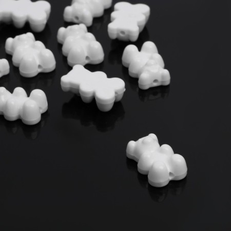 Bead "Bear marmalade" (set 10 pcs.), 1.8 × 1.2 × 0.8 cm, white color-1