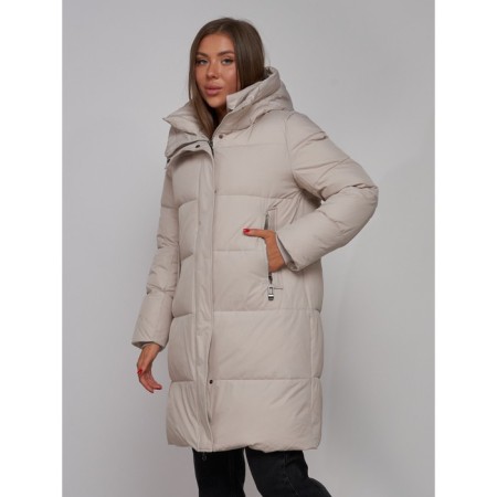 Coat insulated winter female, size 46, color light gray-8