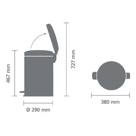 Brabantia Newcon bucket, plastic inner bucket, with a pedal, platinum color, 20 liters-3