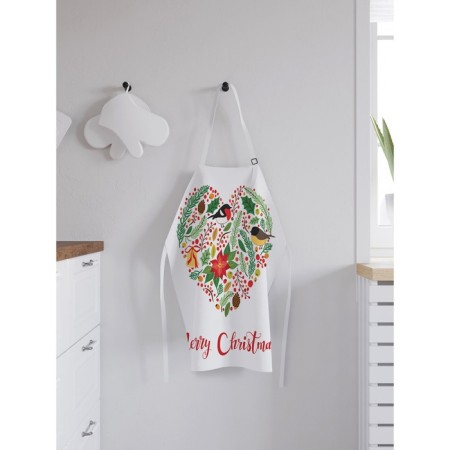 Apron of a kitchen with a photo print "New Year's heart", adjustable, size OS