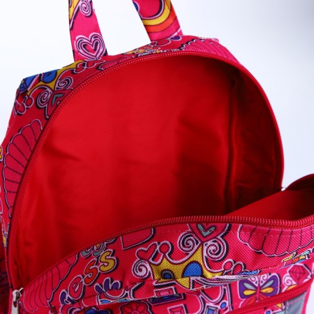 Baby backpack with zipper, external pocket, reflective strip, pink color-3