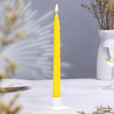 Candle twisted, 2.2x 25 cm, varnished yellow
