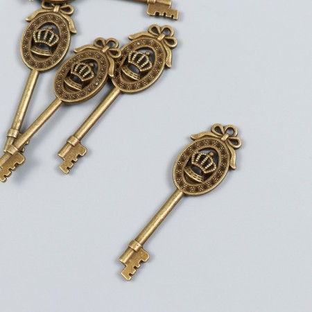 Decor for creativity Metal "Key with a crown" set of 5 pcs of bronze 1.6x5.7 cm