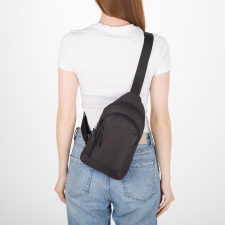 Sling bag ZFTS, from textiles, black color-2