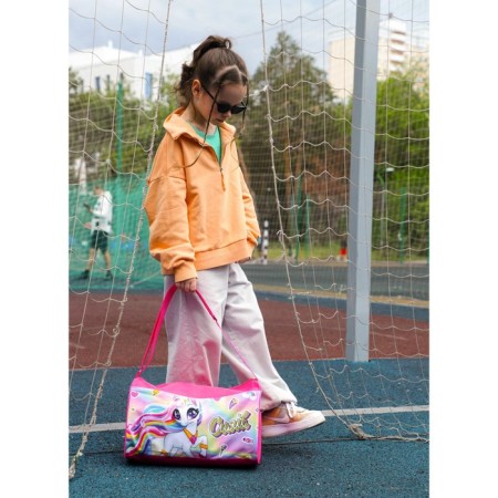 Children's sports bag for lightning girls, external pocket, pink color-6