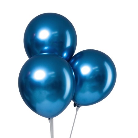 Latex ball 12 "Chrome", metal, set of 100 pcs., Blue color-1