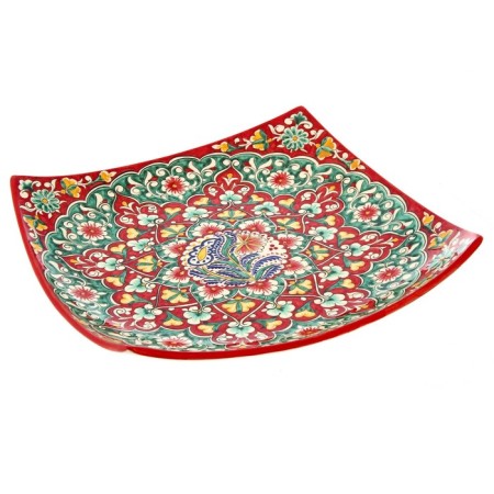Largan Rishtan ceramics "Patterns", 33 cm, square, red-3