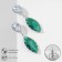 Earrings with rhinestones "Eden" almonds, white-green color in silver