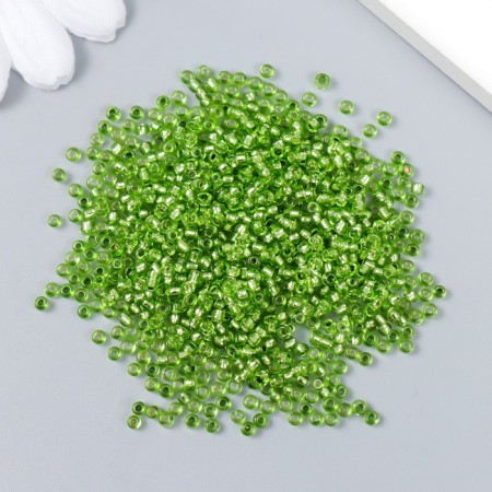 Beads "Astra" 11/0, 20 g (49a St. Green/Transparent with silver center)-1