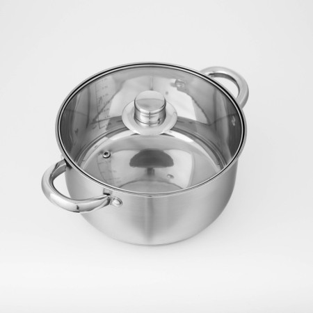 A set of stainless steel pots “Grette”, 3 subjects: 2.3 l, 3.2 l, 4.2 l, covers-4
