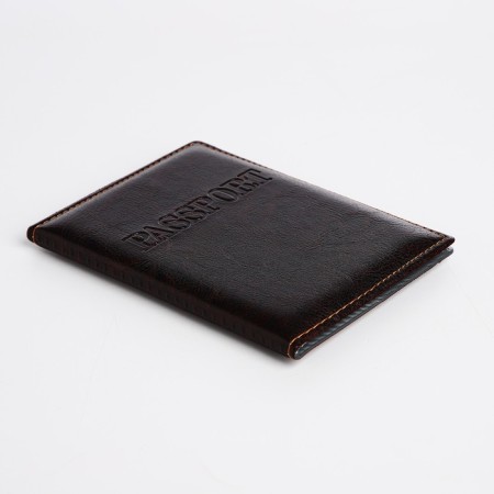 Passport cover, stitched, brown color-2