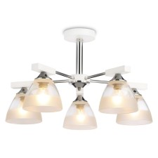 Suspended chandelier Ambrella Light, Traditional, TR9093, 5HE27, white color, chrome