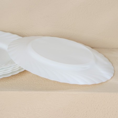 A set of dining plates Luminarc Trianon, D = 25 cm, glass -ceramic, 6 pcs, white color-4