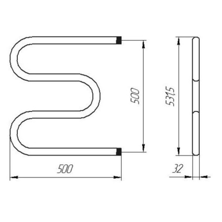 Water weaving water, M-shaped, 500x500 mm, d = 32 mm, external thread 1 "-1