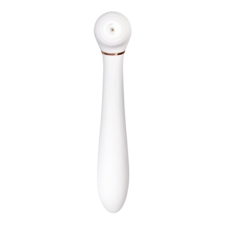 Vibrator with vacuum stimulation Flovetta Jasmine, 23 cm, silicone, white color-1