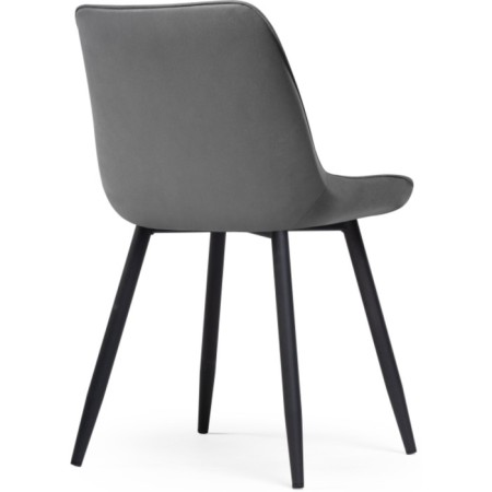 Stool on a metal frame Seda metal/velor, black/dark gray 50.5x57x83 cm-4