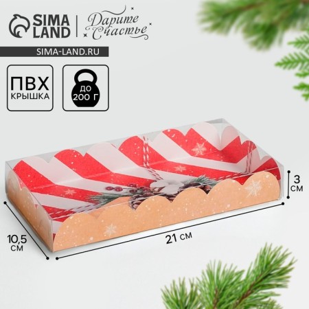 Box for confectionery products with PVC lid "Magic moments", 21 x 10.5 x 3 cm, New Year