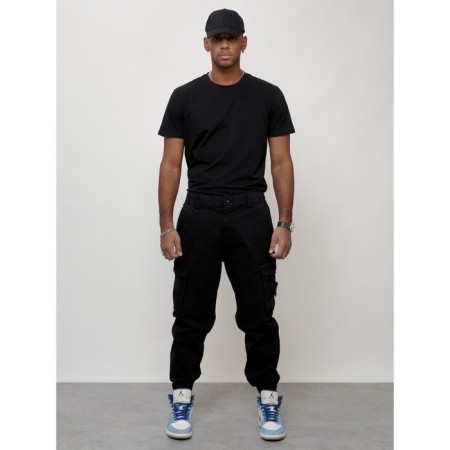 Cargo jeans male, size 52, black color-8