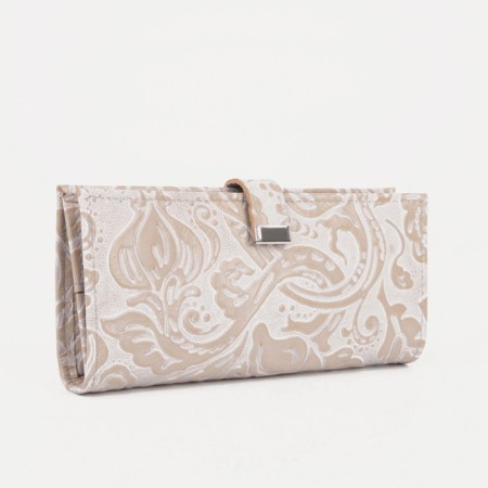 Women's wallet on the button, beige color